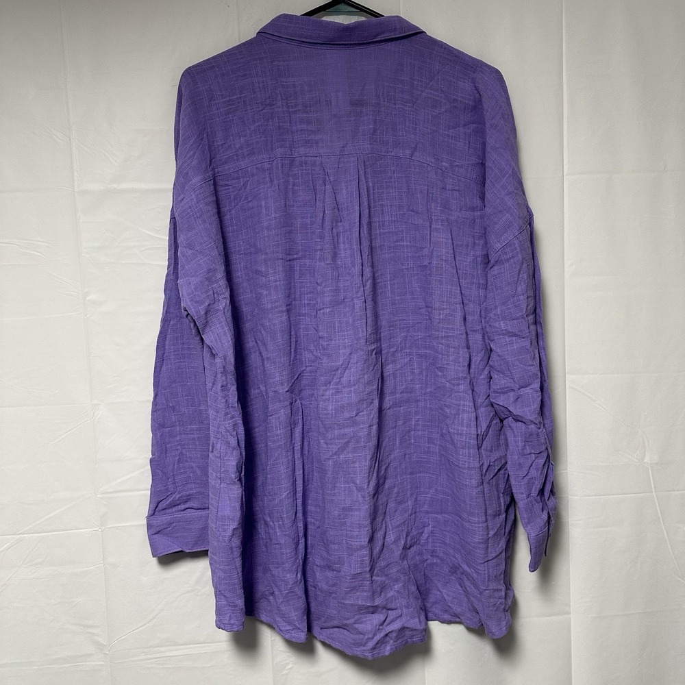 NWT Cotton On Womens Med Long Sleeve Button Up Beach Flowy Boho Top Purple Light - Picture 4 of 6